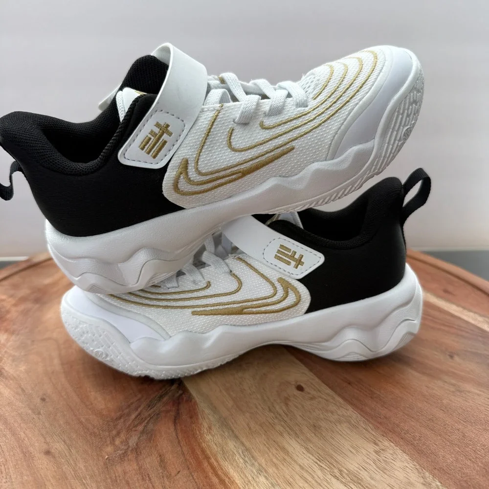 Nike Giannis Immortality 3 Kids Basketball Shoes White Black Gold FZ6733-100 11C